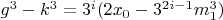 $g^3-k^3=3^i(2x_0-3^{2i-1}m_1^3)$