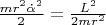 $\frac{mr^2\dot{\alpha}^2}{2}=\frac{L^2}{2mr^2}$