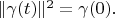 $   \| \gamma(t) \| ^2 = \gamma (0) .$