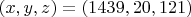 $(x,y,z)=(1439,20,121)$