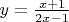 $y=\frac{x+1}{2x-1}$