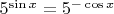 $5^{\sin x}=5^{-\cos x}$