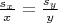 $\frac {s_x} x = \frac {s_y} y$