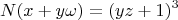 $$N(x + y\omega) = (yz + 1)^3$$