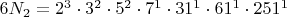 $6N_2=2^3\cdot 3^2 \cdot 5^2 \cdot 7^1 \cdot 31^1 \cdot 61^1 \cdot 251^1$