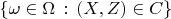 $\{\omega\in \Omega\,:\, (X,Z)\in C\}$