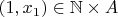 $(1,x_1)\in \mathbb N\times A$