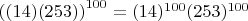 $\left((1 4)(2 5 3)\right)^{100} = (1 4)^{100} (2 5 3)^{100}$