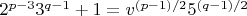 $2^{p-3} 3^{q-1} +1 = v^{(p-1)/2} 5^{(q-1)/2}$