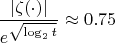 $$\dfrac{|\zeta(\cdot)|}{e^{\sqrt{\log_2 t}}} \approx 0.75$$