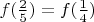 $f(\frac{2}{5})=f(\frac{1}{4})$ $f(\frac{2}{5})=f(\frac{1}{4})$