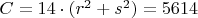 $C=14\cdot(r^2+s^2)=5614$