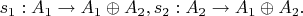 $s_1:A_1\to A_1\oplus A_2,s_2:A_2\to A_1\oplus A_2.$