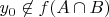 $y_0 \not\in f(A\cap B)$