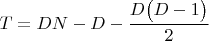 $$T=DN-D-\frac{D\bigl(D-1\bigr)}{2}$$