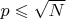$p \leqslant \sqrt{N}$