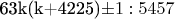 63k(k+4225)\pm 1 : 5457