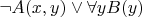 $\neg A(x,y) \vee \forall y B(y)$