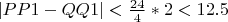 $|PP1-QQ1|<\frac{24}{4}*2<12.5$