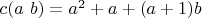 $c(a\ b)=a^2+a+(a+1)b$ $c(a\ b)=a^2+a+(a+1)b$