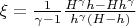 $\xi=\frac{1}{\gamma-1}\frac{H^\gamma h-H h^\gamma}{h^\gamma(H-h)}$