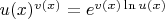 $u(x)^{v(x)}=e^{v(x)\ln u(x)}$