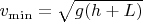 $v_{\min}=\sqrt{g(h+L)}$