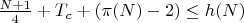 $\frac{N+1}{4} + T_c + (\pi(N) - 2) \leq h(N)$ $\frac{N+1}{4} + T_c + (\pi(N) - 2) \leq h(N)$