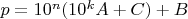 $p=10^n(10^kA+C)+B$