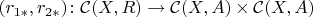 $(r_{1*}, r_{2*}) \colon \mathcal C(X, R) \to \mathcal C(X, A) \times \mathcal C(X, A)$