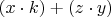 $(x\cdot k)+(z \cdot y)$ $(x\cdot k)+(z \cdot y)$