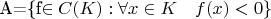 A=\{f\in C(K): \forall x\in K\quad f(x)<0\} A=\{f\in C(K): \forall x\in K\quad f(x)<0\}