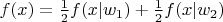 $f(x) = \frac{1}{2} f(x|w_1) + \frac{1}{2} f(x|w_2)$