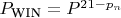$P_{\text{WIN}}= P^{21-p_n}$