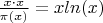 $\frac{x \cdot x}{\pi(x)}=xln(x)$