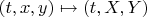 $(t,x,y)\mapsto (t,X,Y)$