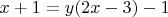 $x+1=y(2x-3)-1$