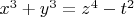 $x^3+y^3=z^4-t^2$